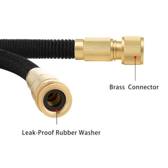 ICONNTECHS 伸縮ガーデンホース 30M/100FT ダブルコアラテックス、3/4" & 1/2" ソリッドブラスフィッティング、ねじれ防止高強度ファブリック、8パターン